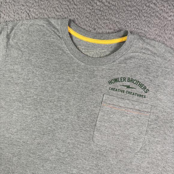 Howler Brothers Shirt Mens L Gray Creative Creatures Fish Graphic Short Sleeve - Picture 4 of 8